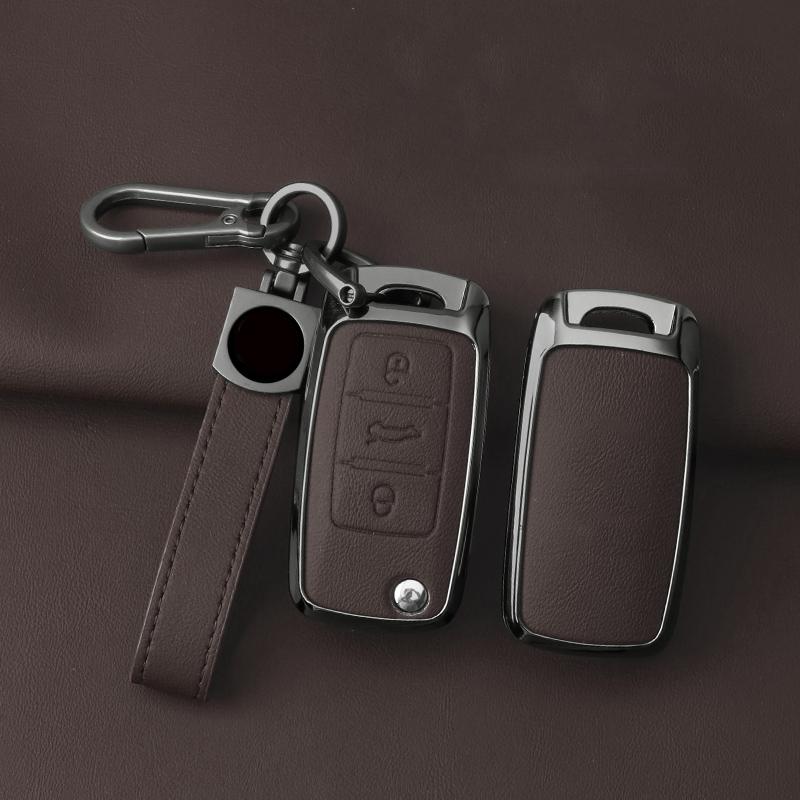 Zinc Alloy Leather Car Key Case For Volkswagen Polo Passat Tiguan B5 B6 B7 Lavida Beetle Scirocco Golf 4 5 6 Mk6 Jetta Key Fob