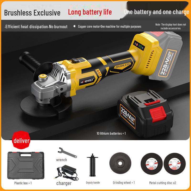 Brushless Lithium-Ion Angle Grinder with HD Display, High Power, and Long-Lasting Large Battery Capacity
