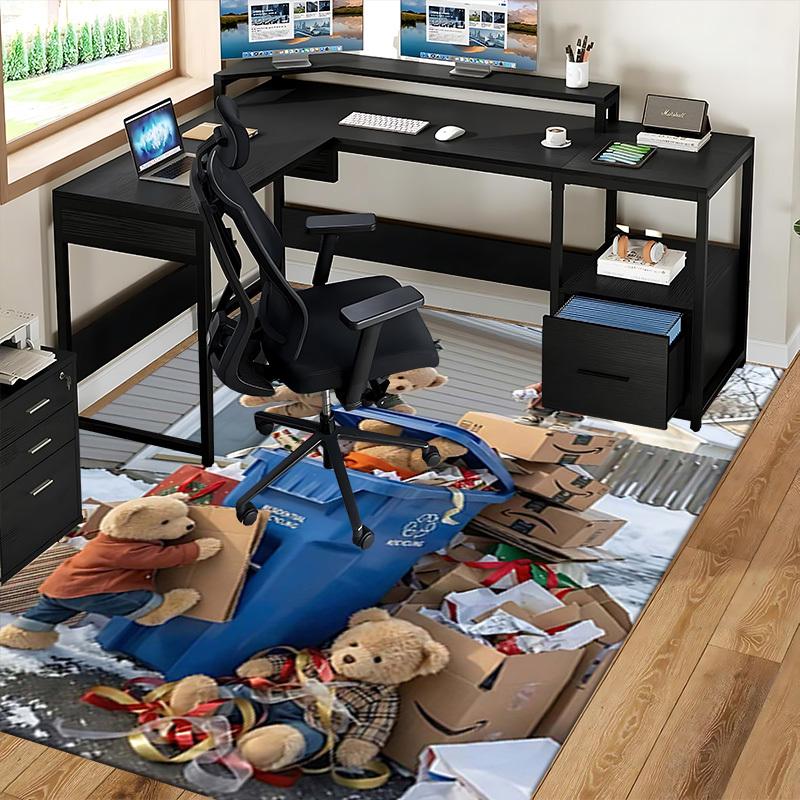 1pc Teddy Bear Christmas Gift: Anime Cartoon Design Office Chair Mat - Non-Slip Carpet for Home Decor, Living Room, Bedroom, Game Room & Dormitory.C00