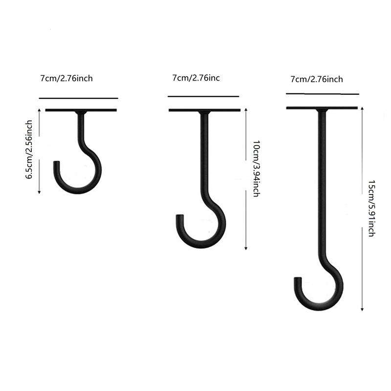 

3 шт. черных металлических садовых крючков для потолка 2,5, 4, 6 дюймов надежно и эстетично подвешивают растения с нескользящим покрытием
