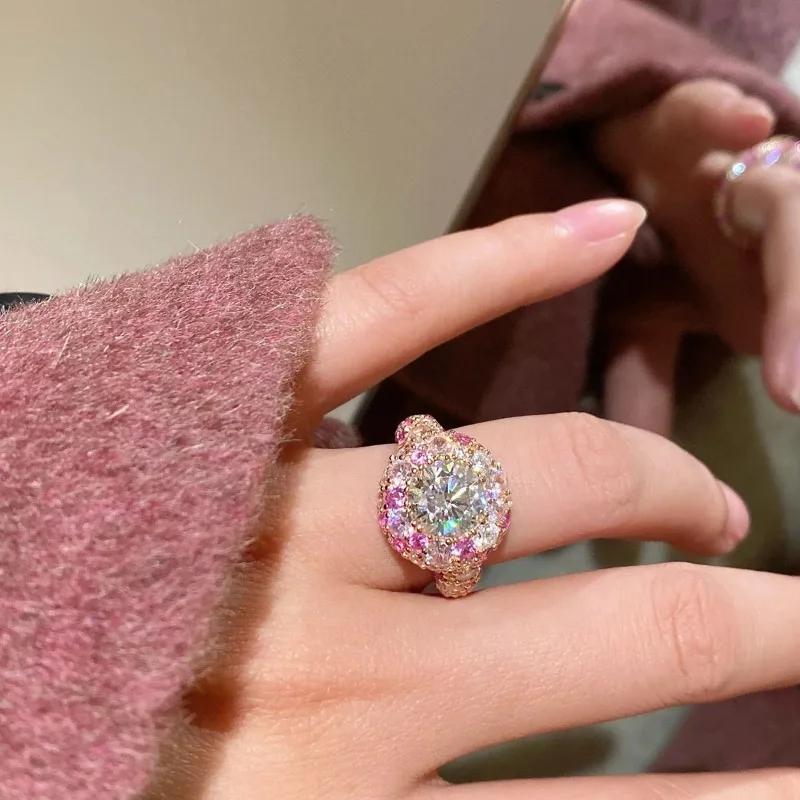 

Изысканное Великолепное Круглое Кольцо Высококачественный Ослепительный Гипсофила Розовый Циркон Циркон Сеты Ожерелье Свадьба Помолвка Циркон