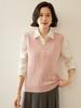 Women's V-neck Cashmere Cable Knit Sleeveless Vest Cardigan Sweater