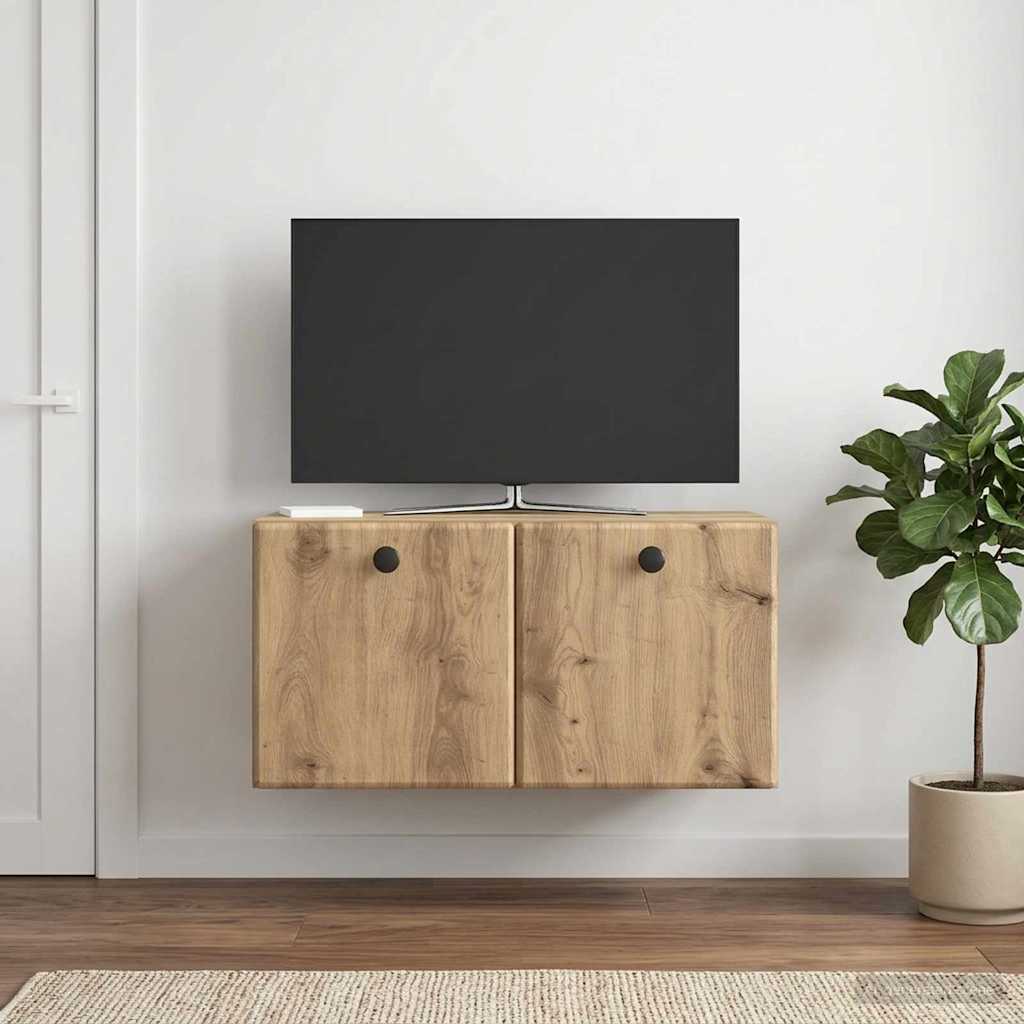 Wall Mounted TV Cabinet 59.5 x 31 x 30 cm Artisan Oak