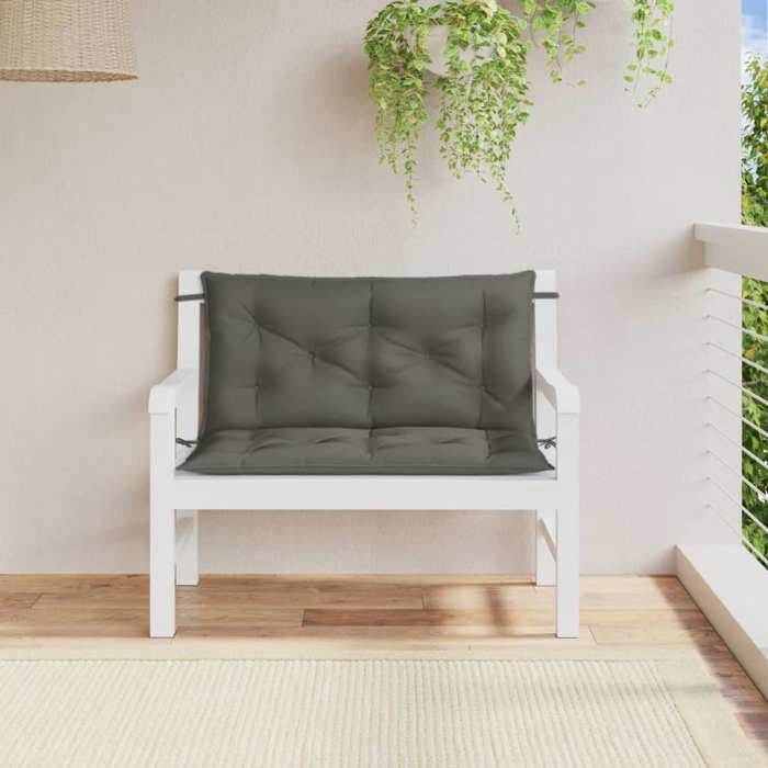 VidaXL Lot de 2 Coussins de Banc de Jardin, Oreillers de Balcon, Coussins de Sièges Patio Jardinage Terrasse Extérieur, Gris 4002587