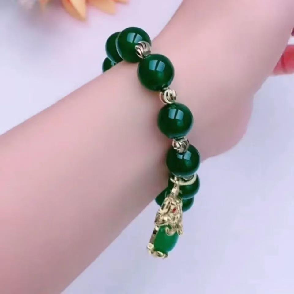 Golden Pixiu Green Jade Unisex Bracelet - Luxurious and Versatile