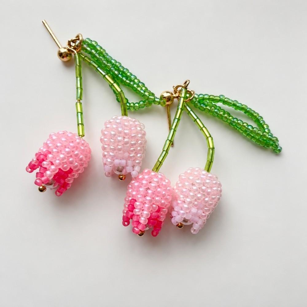 Handmade Necklace Pendant Rice Bead Flower Keychain Pendant DIY accessories