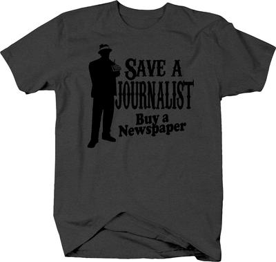 Retten Sie einen Journalisten. Kaufen Sie ein Zeitungsdruck-Journalismus-Autor-Unisex-T-Shirt