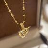 Classical Light Luxury Gourd Necklace Creative Glossy inlay Diamond 925 Silver Pendant Wedding Charms Clavicle Chain Jewelry