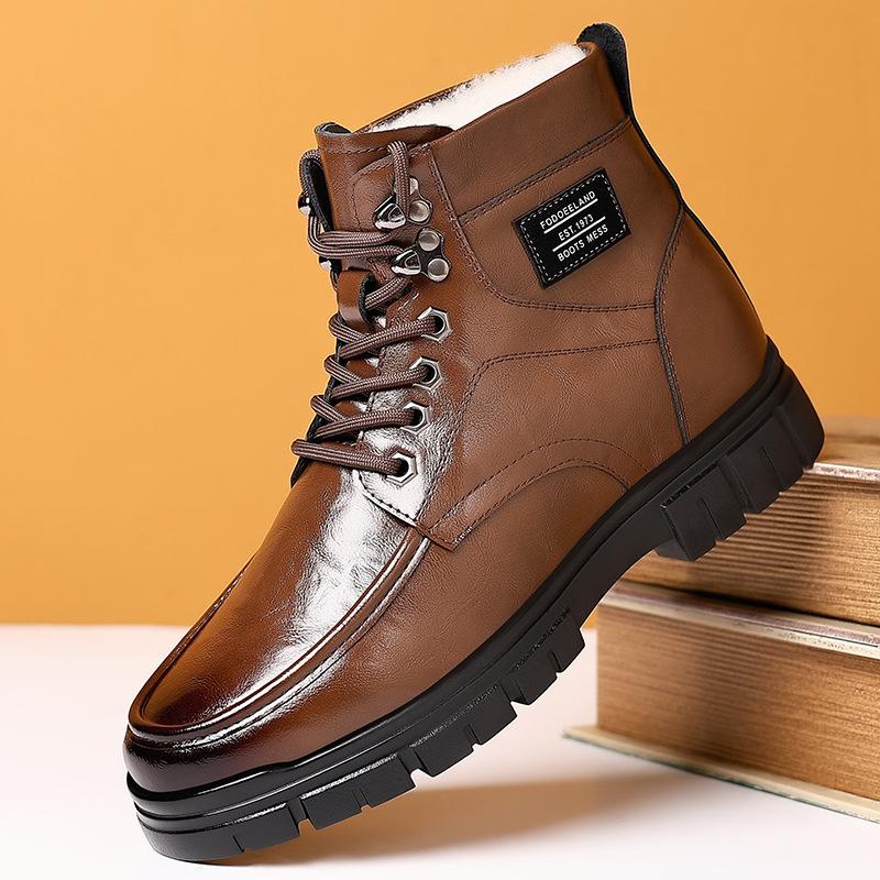 2024 Winter neue Herren High-Top Baumwollschuhe Herren Samt Thermo Baumwolle Lederschuhe Martin Stiefel dicksohlige Schneestiefel 2188