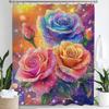 Rosebud Shower Curtain, Floral Plants, Spring Bathroom Decorative Shower Curtain, Waterproof Shower Curtain With Hooks