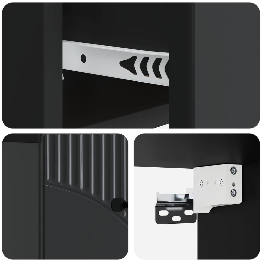 Wall Mounted Nightstand Black 34.5 X 33 X 20 Cm