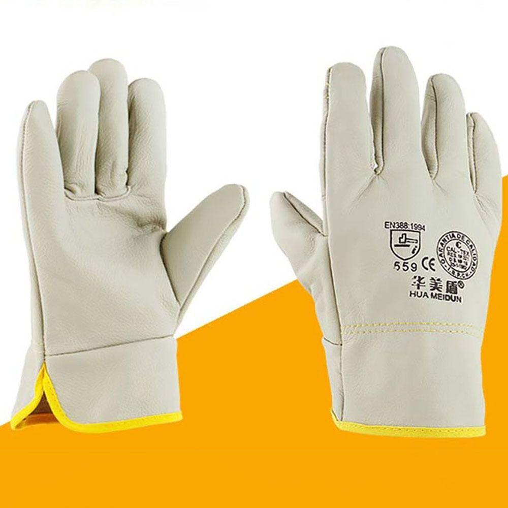 White Work Safe Glove Heat-Resistant Protective Mittens Durable Welding Gloves  Workplace