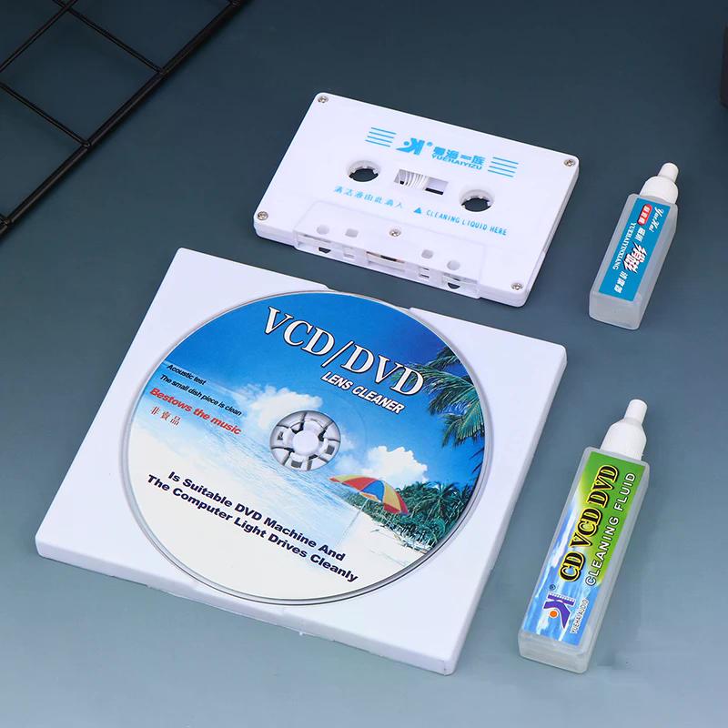 Nettoyeur de Lentille pour Lecteur CD/DVD/VCD + Nettoyeur de Tête de Cassette - Démagnétiseur Humide/Sec pour Accessoires de Lecteur Audio Vidéo