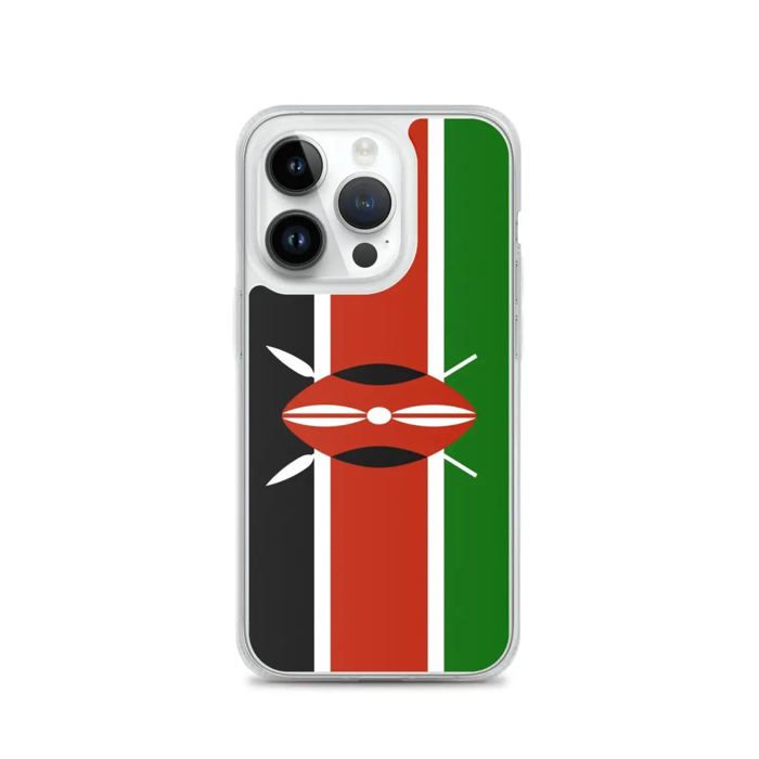 Coque iPhone - Drapeau Kenya - iPhone 14 Pro - Souple - Protection complète - Multicolore