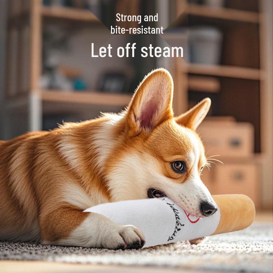 Plush Teething Sounding Pet Toy - Bite-Resistant Cigarette Design for Dogs & Cats