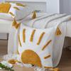 Ins Style Pillow Yellow Sun Tufted Pillow Case Homestay Pillow Living Room Sofa Tassel Cushion Removable and Washable