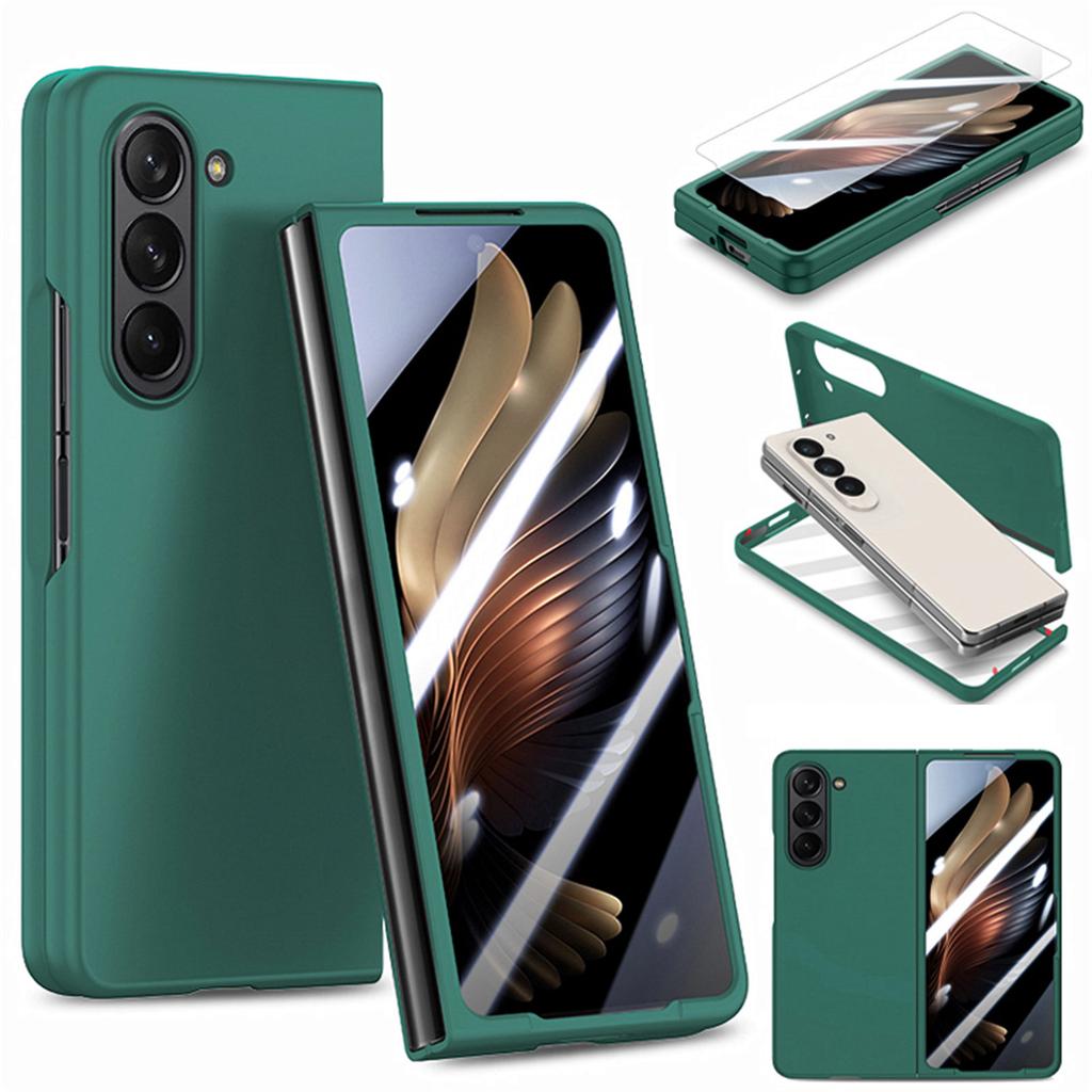 For Samsung Galaxy Z Fold6 5G Case Rubberized PC Phone Cover with Tempered Glass Film