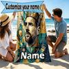 Serviette de plage personnalisée avec nom, impression Leo Messi, pour voyage, camping, fête à la plage, décoration intérieure, cadeau d'anniversaire pour la famille et les amis