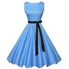 Retro Women's Polka Dot Sleeveless Swing Dress with Bow Tie Waist