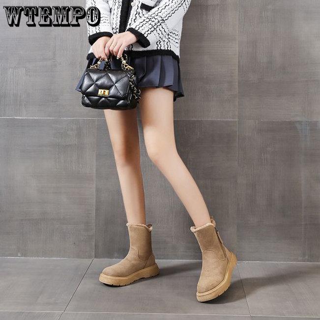 Große Schneestiefel für Damen, kurze Winterstiefel für Damen, dicke warme Baumwollstiefel