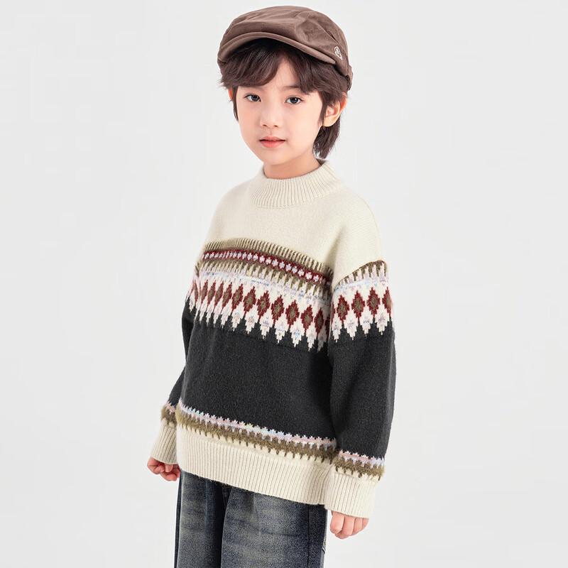 Kids' Retro Fair Isle Color-Block Sweater