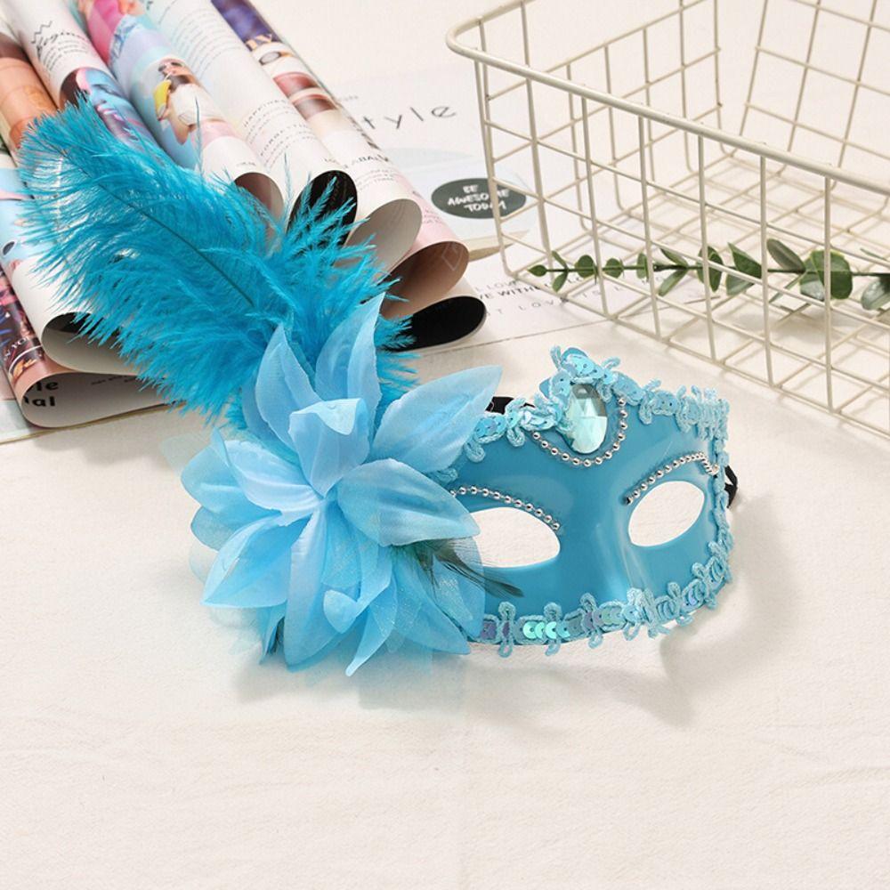 Rhinestone Half-Face Mask Multicolor Masquerade Ball Mask Novelty Feather Mask Rave Celebration