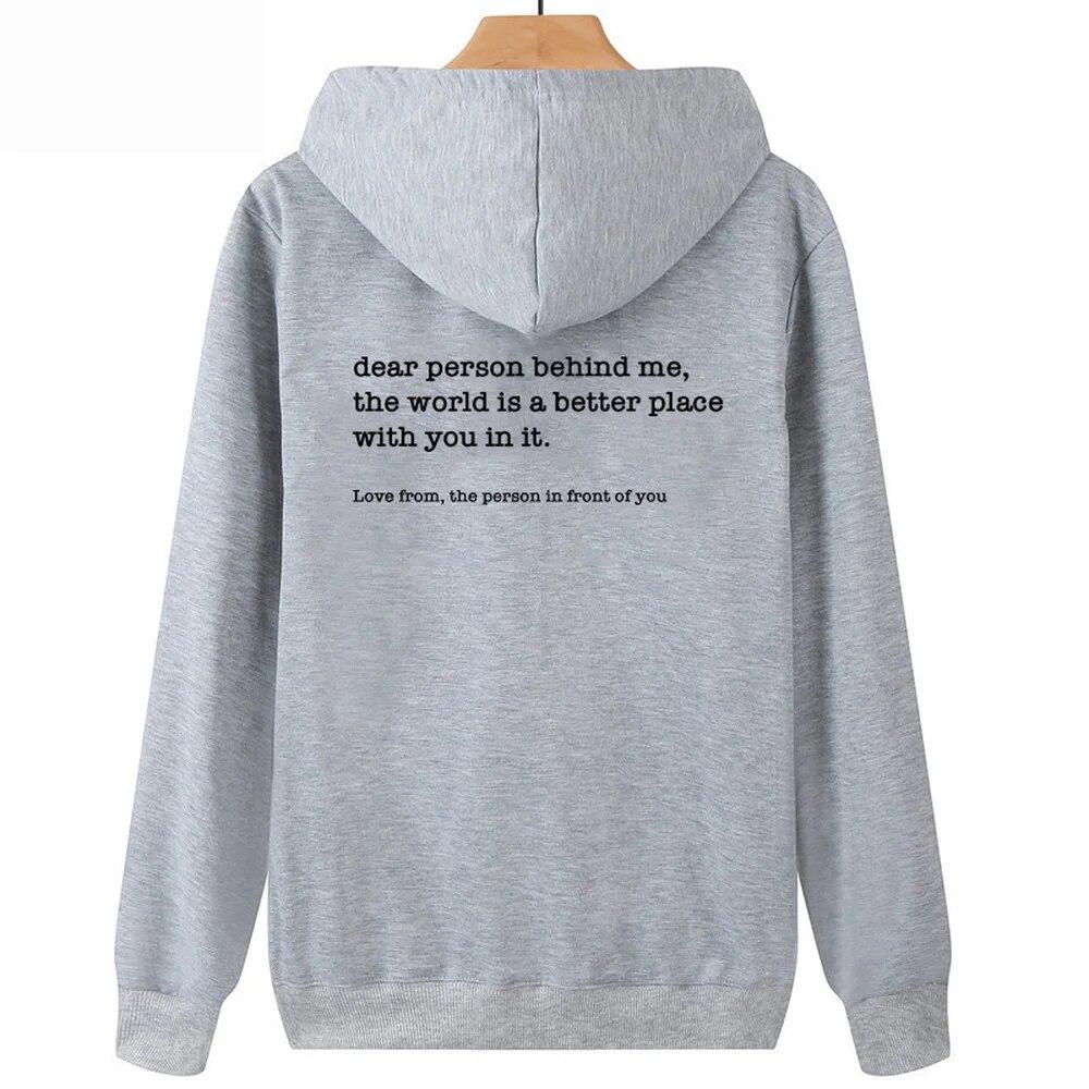 Bluza z kapturem Dear Person Behind Me Spersonalizowana bluza z kapturem Be Kind Message Unisex Bluzy z kapturem z motywem świadomości zdrowotnej Bluzy z długim rękawem Bluzy z kapturem Unisex