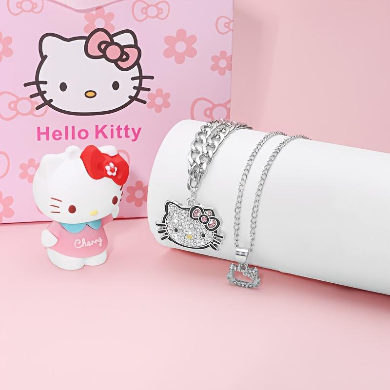 New Fashionable KT Cat Pendant Collar Necklace, Without Gift Box. Cute Cartoonish Girl KT Cat Pendant Collar Necklace. Suitable