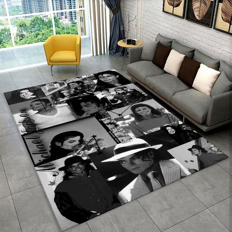 Retro MJ Michael Jackson King of Pop Non-Slip Area Rug for Living Room,Bedroom,Playroom,Carpet Floor Mat Home Decor Rug Room