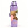 1PC Hibiscus Coconut Tropical Print 750ml Color Plastic Sports Water Bottle Leakproof Flip Straw Lid For Sports Office Home Use