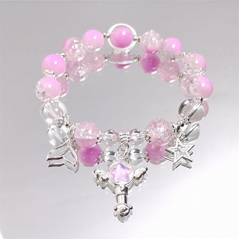 Handgefertigtes Perlenarmband für Damen Elegantes Schmetterlings-Quasten-Anhänger-Accessoire für Geburtstagsgeschenk