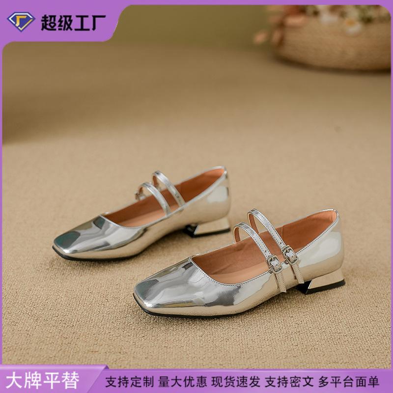 2025 single shoes women's fashion Chengdu style thick heel Mary Jane shoes women's double row with high heels soft sole is not tired