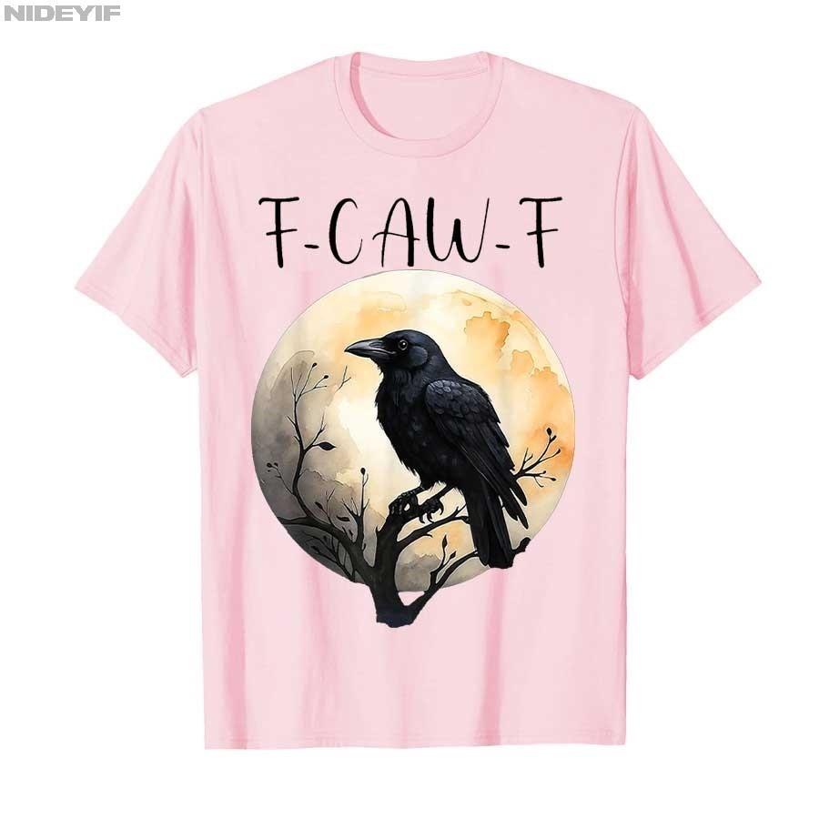 F Caw F Black Crow, F-Caw-F Funny Black Bird Saying Meme T-shirt Men Women 100% Cotton T Shirts Short Sleeve Tops P416