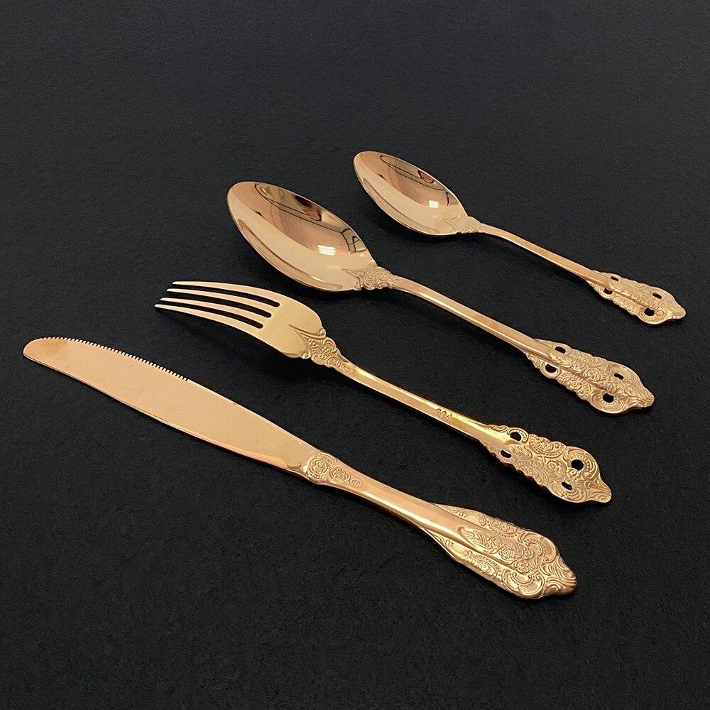 24Pcs Flatware Set Colorful Cutlery Set Stainless Steel Dinnerware Tableware Set Dinner for Home Kitchen Knife Fork Spoon Set Service for 6