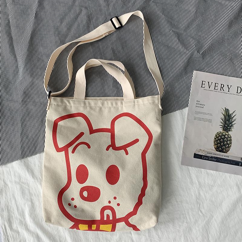 

Canvas Bag Female Crossbody 2025 New Model Hundred with Large Capacity Cartoon Shoulder Bag