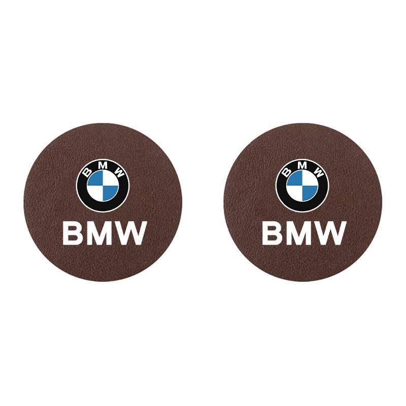 2Pcs Auto PU Leather Cup Holder Mat Anti-Slip Noise Dampening Pad Accessories Stickers For BMW G80 G06 G07 G42 G14 G15 G16 F82 M
