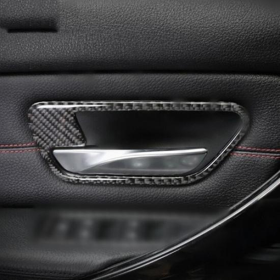4pcs Carbon Fiber Inner Door Handle Bowl Stickers For BMW 3 Series F30 F34 3GT