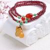 Simple Natural Three-circle Garnet Bracelet Light Luxury Double Gourd Chalcedony Beaded Bracelet Hand Jewelry Wholesale