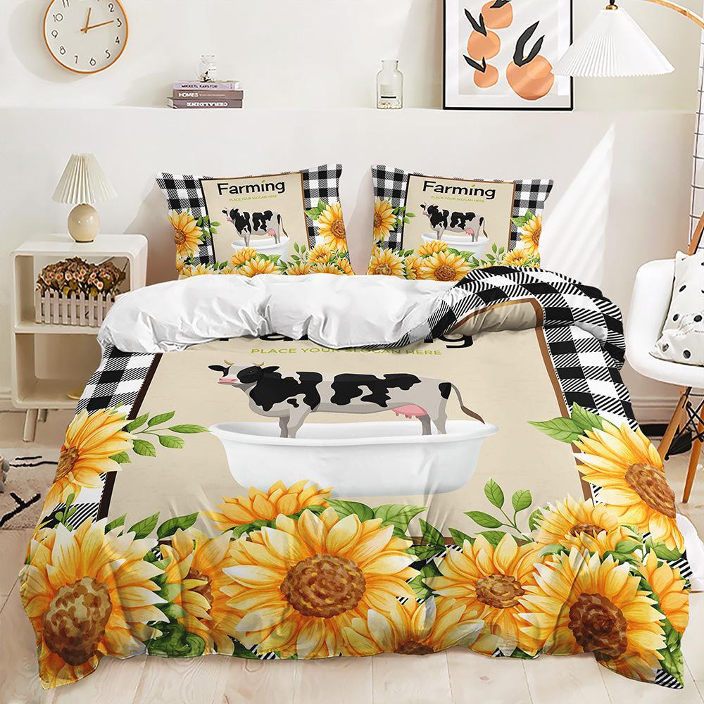 Three-Piece Idyllic Sunflower Quilt Set Two-Piece Bedding Set