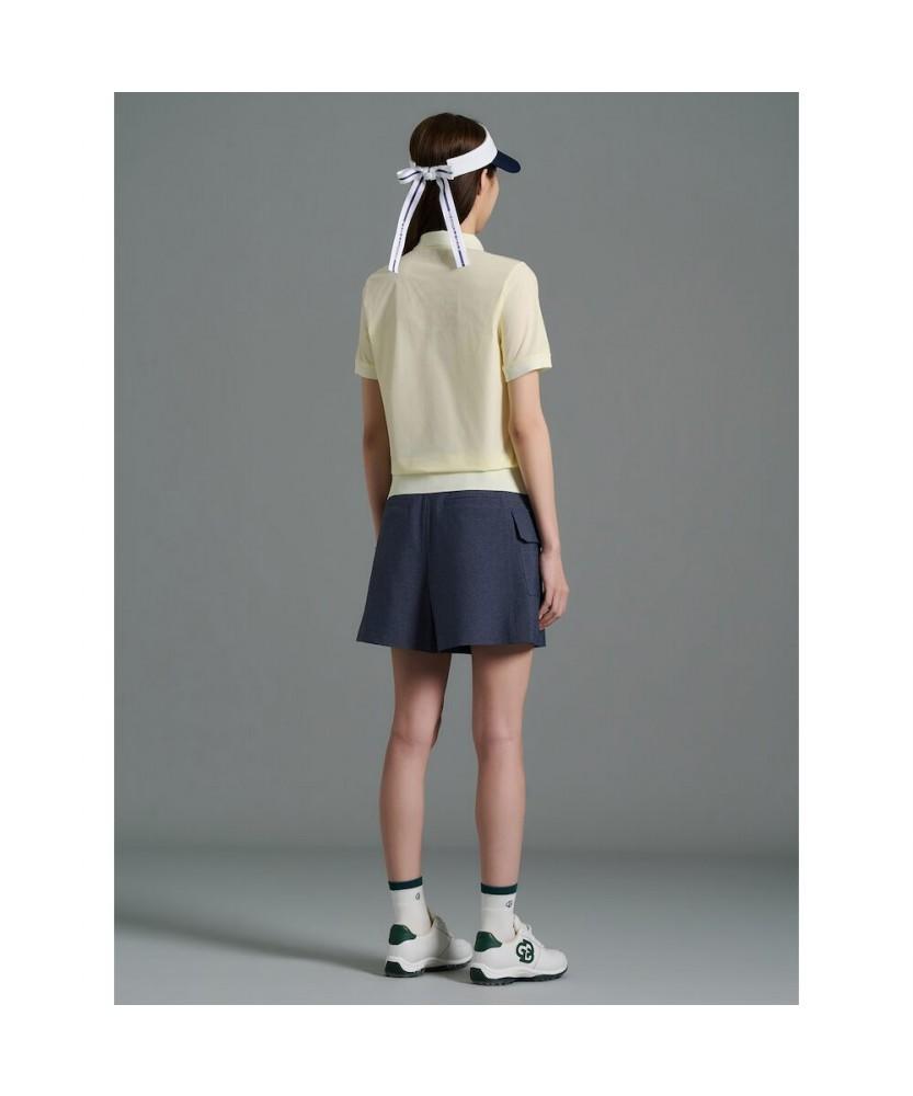 BEANPOLE GOLF Women'S Logo Perforated Collar Short Sleeve T-Shirt - Lemon
