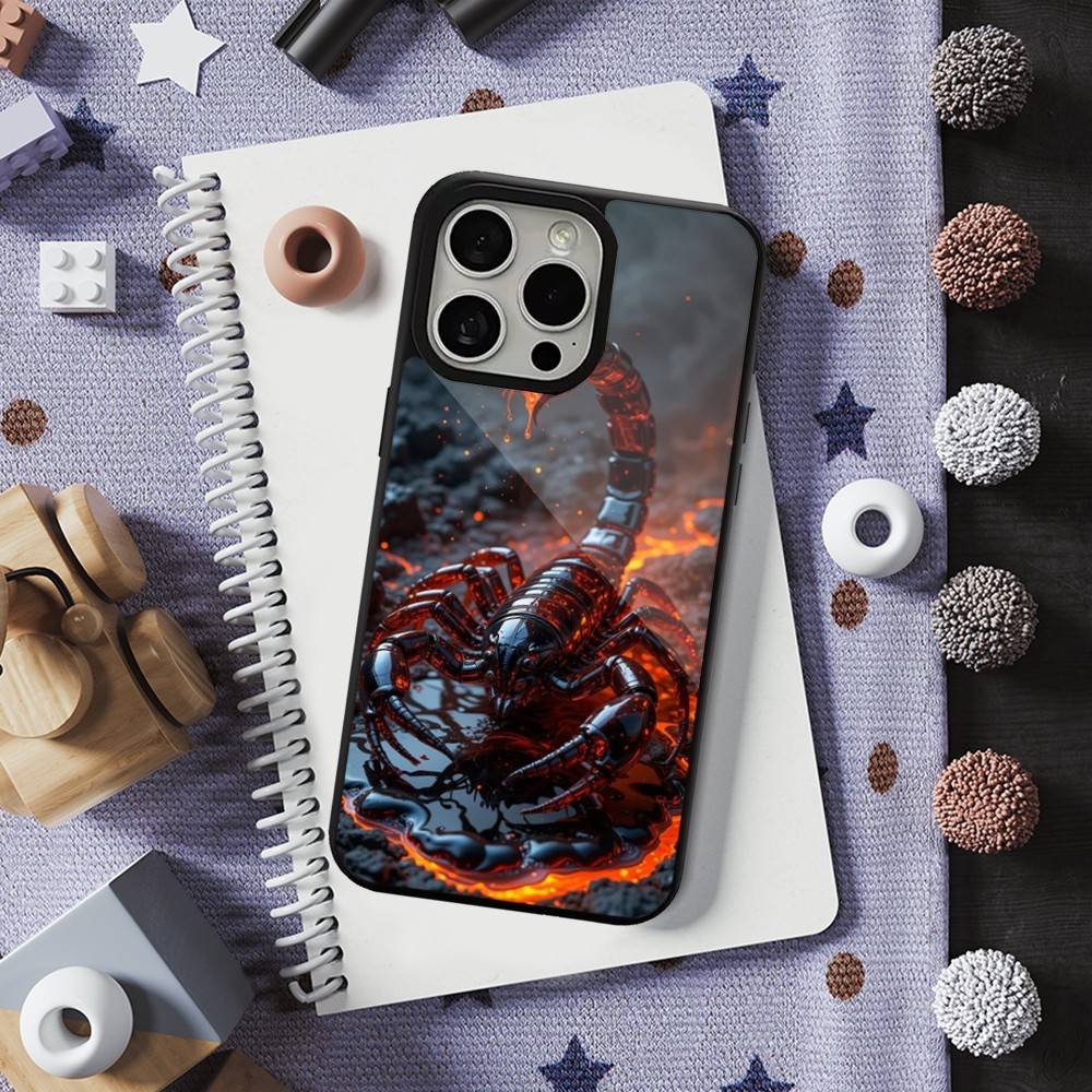 Cool Art Animal Scorpion For iPhone 16,14,13,15,11,12,17,Plus,Mini, Pro,For Magsafe,Max,Magnetic Wireless Charging Case