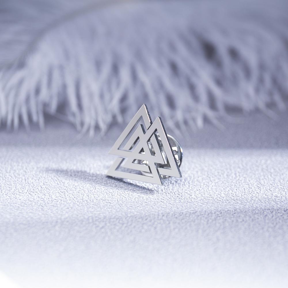 

Valknut Brooch Stainless Steel Norse Viking Amulet Pin for Men Shirt Badge Jewelry