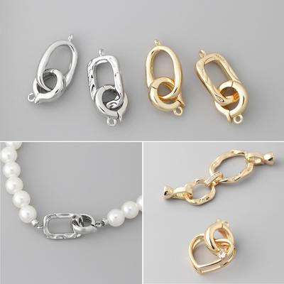 Collana di Perle Barocche Rotonde Placcata in Rame con Chiusura a Cuore Dorata Accessorio Gioiello