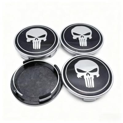 4pcs Skull Logo Emblem Badge Car Wheel Center Caps 65MM Clips 60MM Wheels Hub Dust Cap Rim Hubcaps Cover Replace Car Accessories