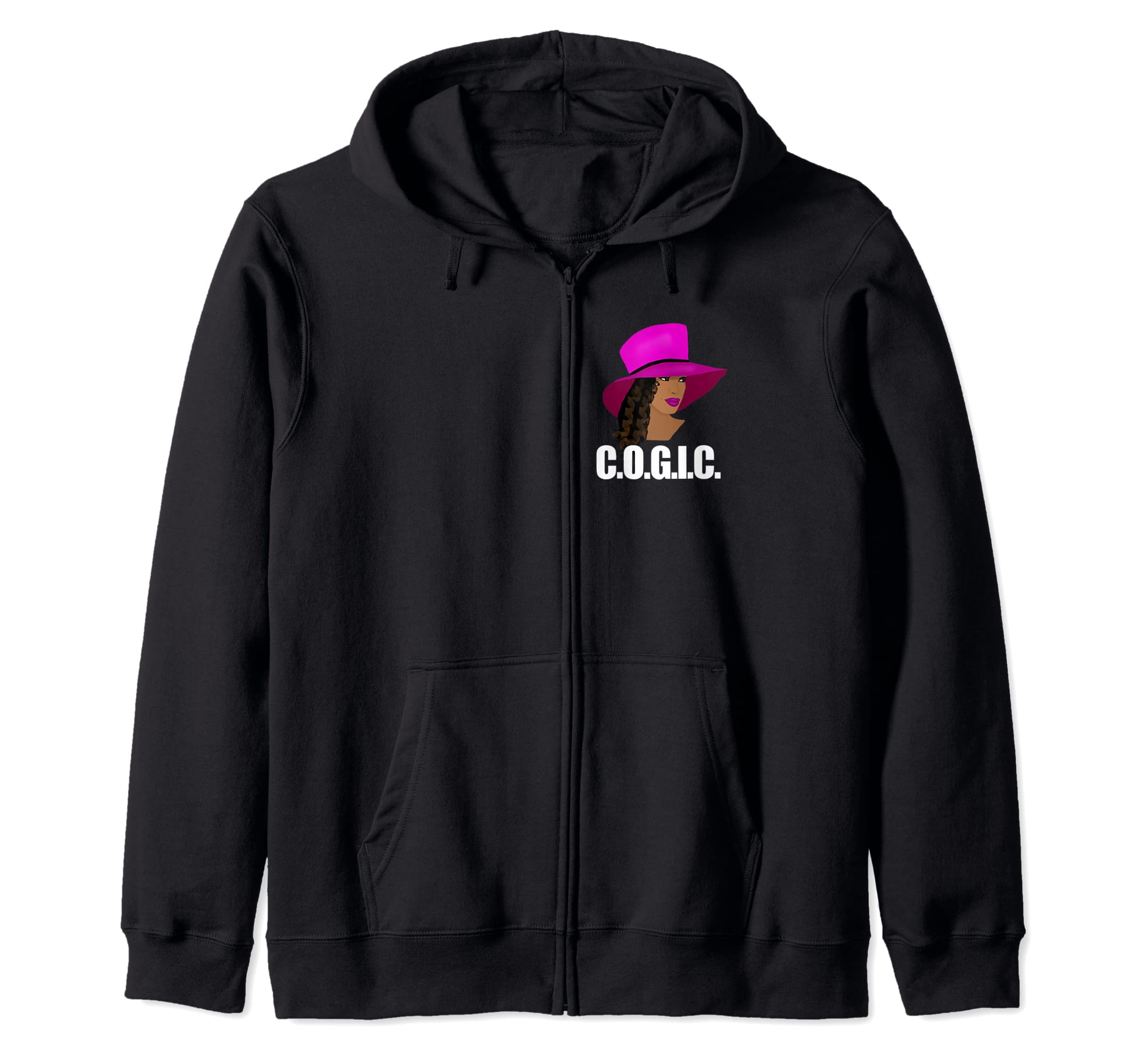 

COGIC African American woman wearing hat Zip hoodie чёрный