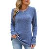 Women's Round Neck Brushed Ribbed Long Sleeve T-Shirt Lace Cuff Loose Solid Color Casual Top Autumn Winter