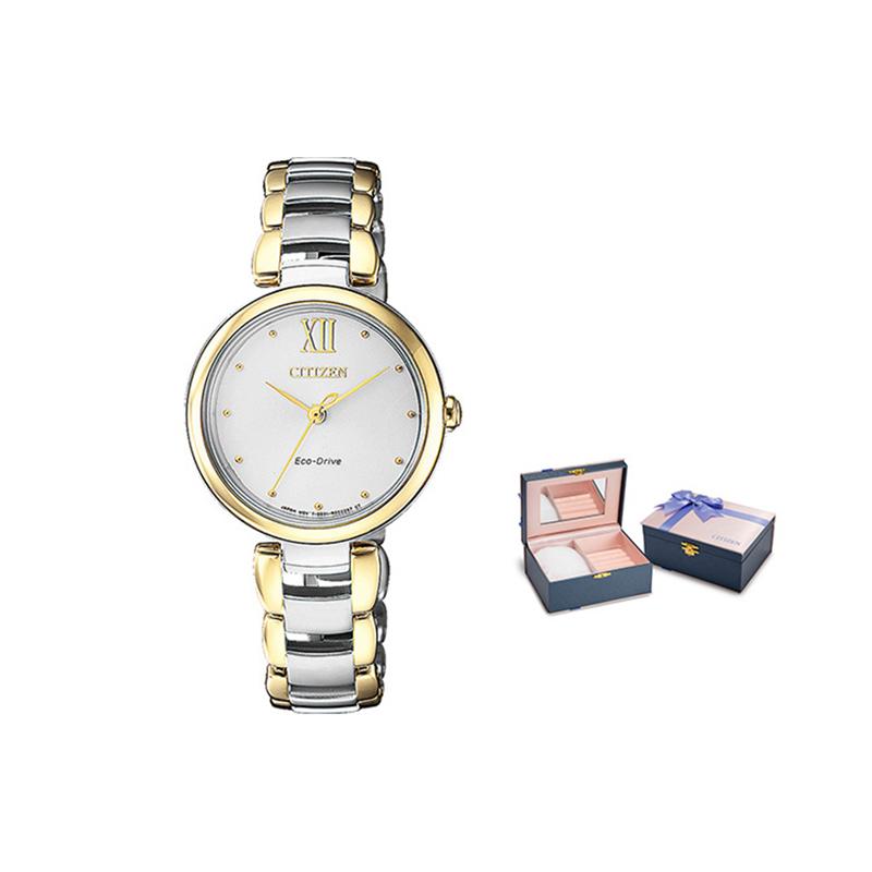 CITIZEN L 50m Water Resistant Light Powered Quartz Movement Stainless Steel Strap Watch EM0534-80A Gold