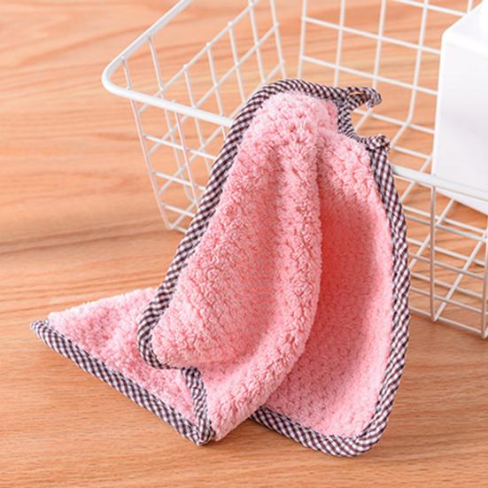 3 Pcs Cleaning Cloth Pineapple Pattern Good Absorption Coral Fleece Rectangle Hanging Hand Towel Kitchen Supplies