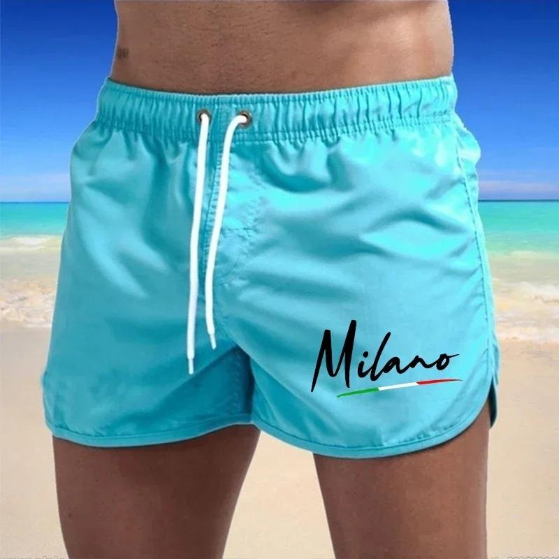 Men s quick-drying beach shorts, summer casual swim trunks, elastic waist drawstring surfing shorts, breathable shorts2026 S