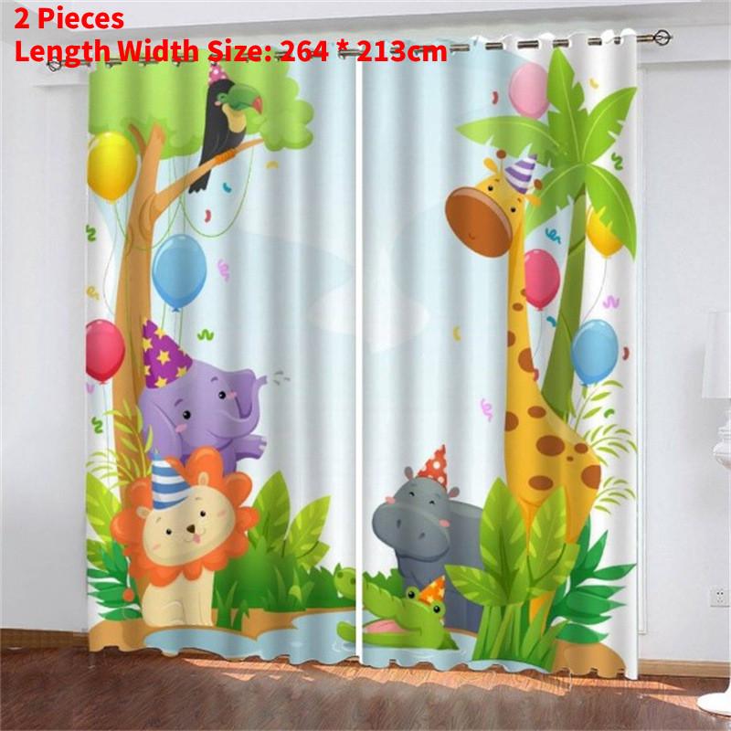 Zoo Curtain Forest Cartoon Children 3d Digital Printing Lightblocking Curtain